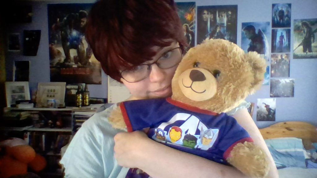 Me and my Captain America teddy bear, both in PJs